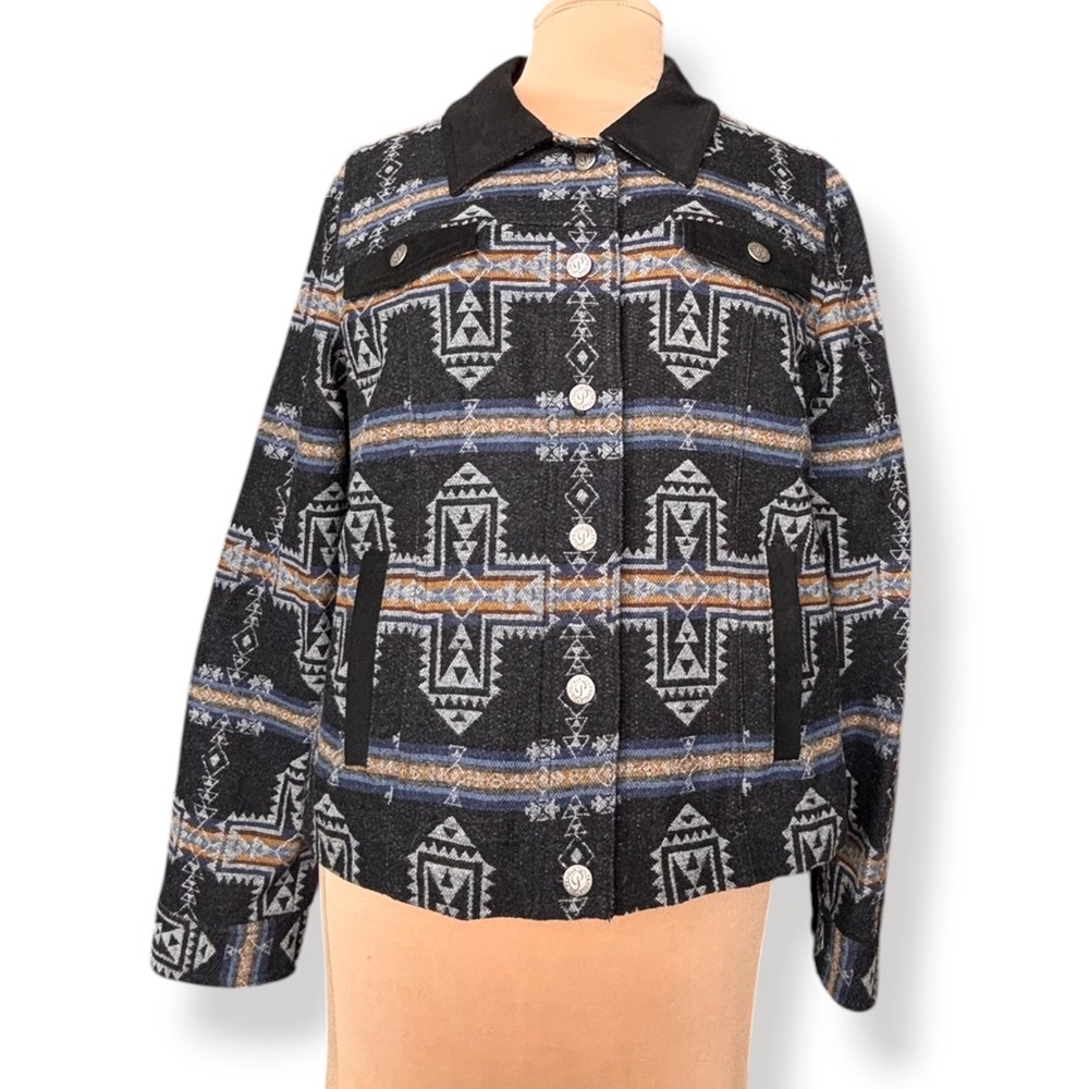 Pendleton Vintage Fit XL Virgin Wool Geometric Western Jacket Boho Cowgirl